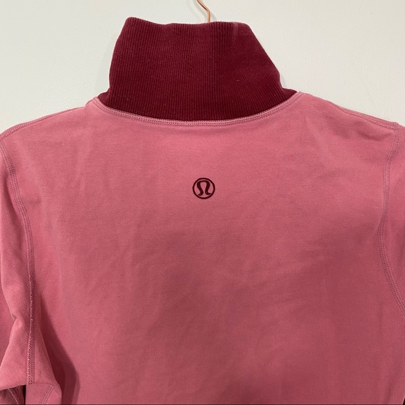 *RARE* LULULEMON Red/Pink Full-Zip Collared Sweatshirt w/ Elbow Patches - Size 6 - Picture 7 of 12